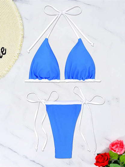 Two-piece swimsuit with adjustable ties