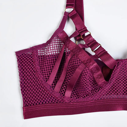 Lingerie set with mesh cut-outs