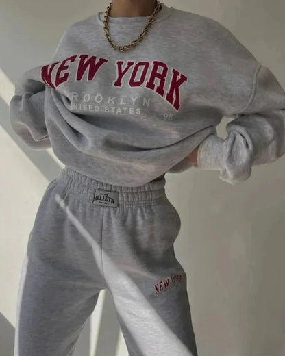 Oversized Loose Sweatshirt with New York Print