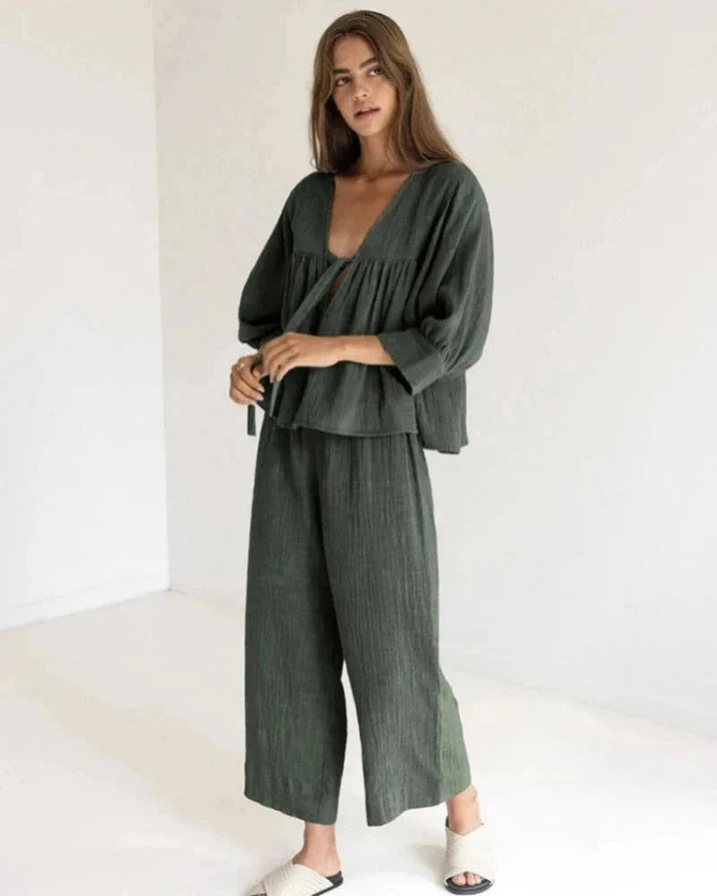 Long muslin loungewear set