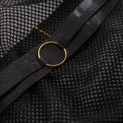 Mesh bodysuit with choker.