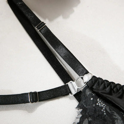 Satin lingerie set with lace inserts