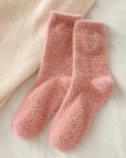 Long Fluffy Socks with Heart