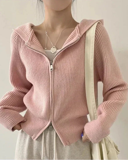 Soft Ribbed Zip-Up Hoodie