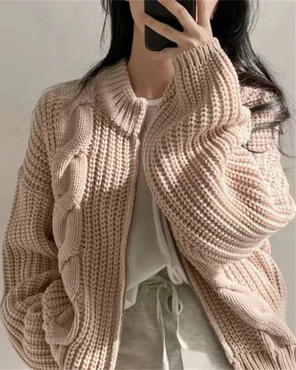 Oversized zip-up sweater top