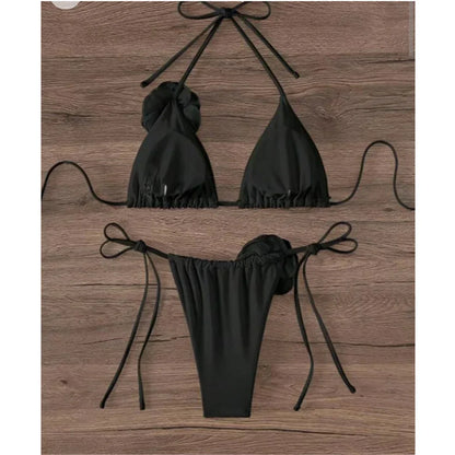 Two-piece swimsuit with a tie-up bikini