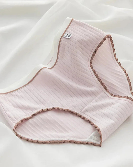 Ribbed briefs with decorative frill