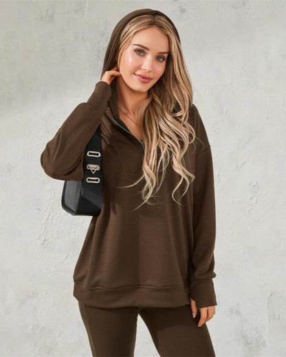 Loose tracksuit set with cycling shorts and hoodie