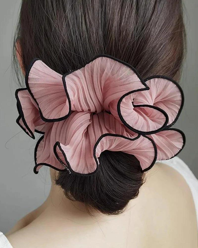 Large Hair Scrunchie with Contrasting Stitches