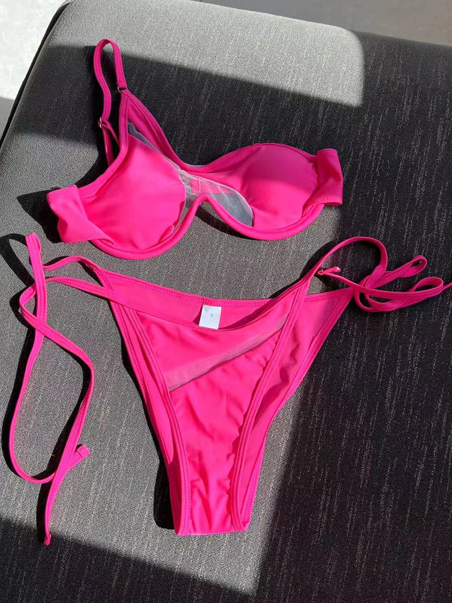 Two-piece swimsuit with cut-outs