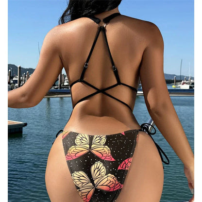 One-piece swimsuit with an open back