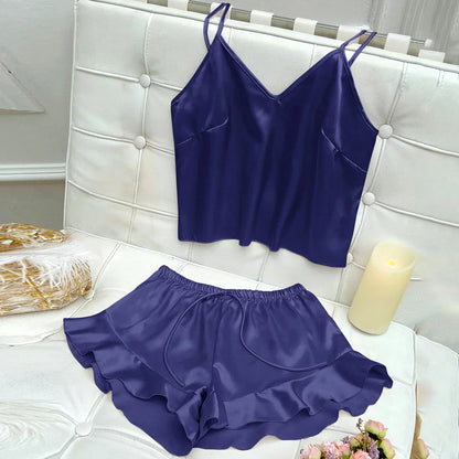 Pyjama set with satin top and shorts