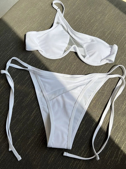 Two-piece swimsuit with cut-outs