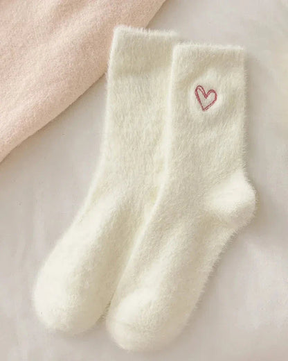 Long Fluffy Socks with Heart