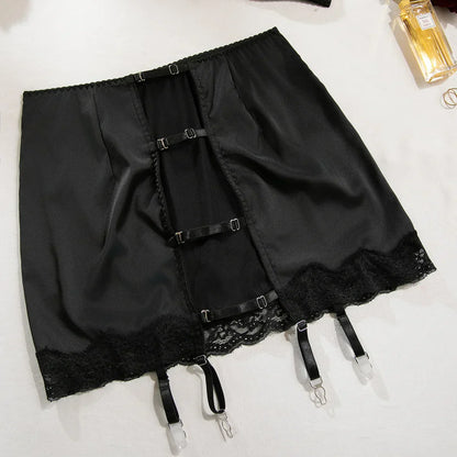 Satin lingerie set with lace inserts
