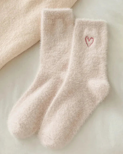 Long Fluffy Socks with Heart