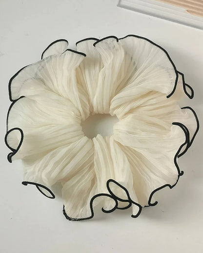 Large Hair Scrunchie with Contrasting Stitches