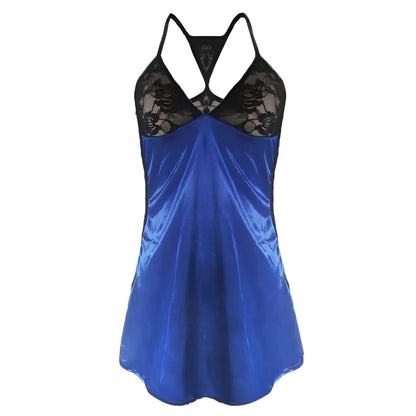 Silk Nightdress with Lace Back