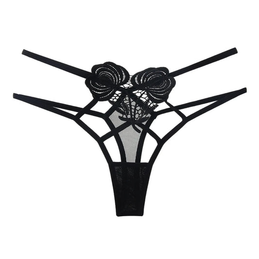 String with decorative roses on the front