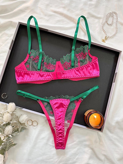 Lace embellished lingerie set