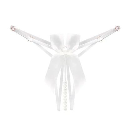 String briefs with decorative pearls in the gusset.