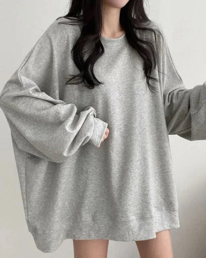 Loose Plain Oversized Sweatshirt