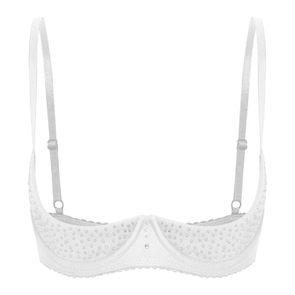 Bra with heavily exposed cups