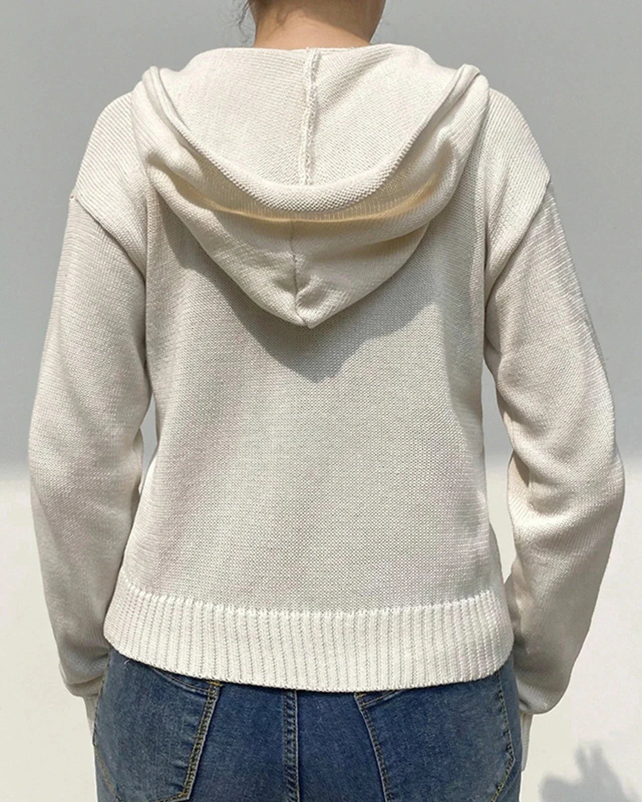 Crochet Zip-Up Hoodie with Hood