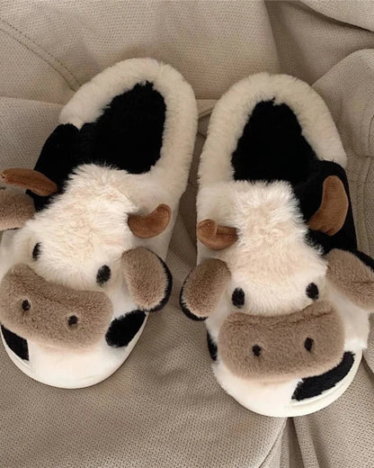 Fluffy Cow Slippers