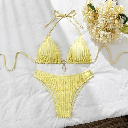 Two-piece swimsuit with adjustable ties