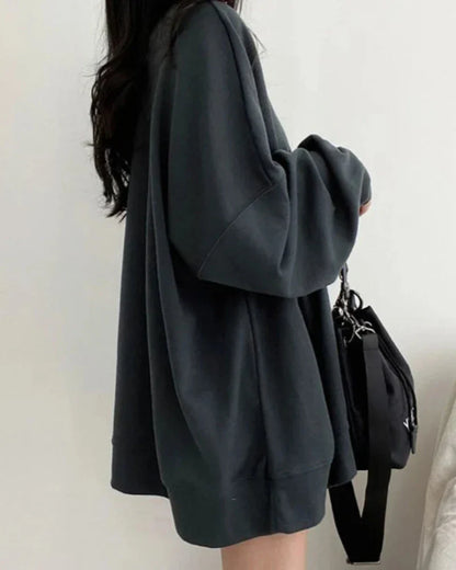 Loose Plain Oversized Sweatshirt