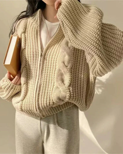 Oversized zip-up sweater top