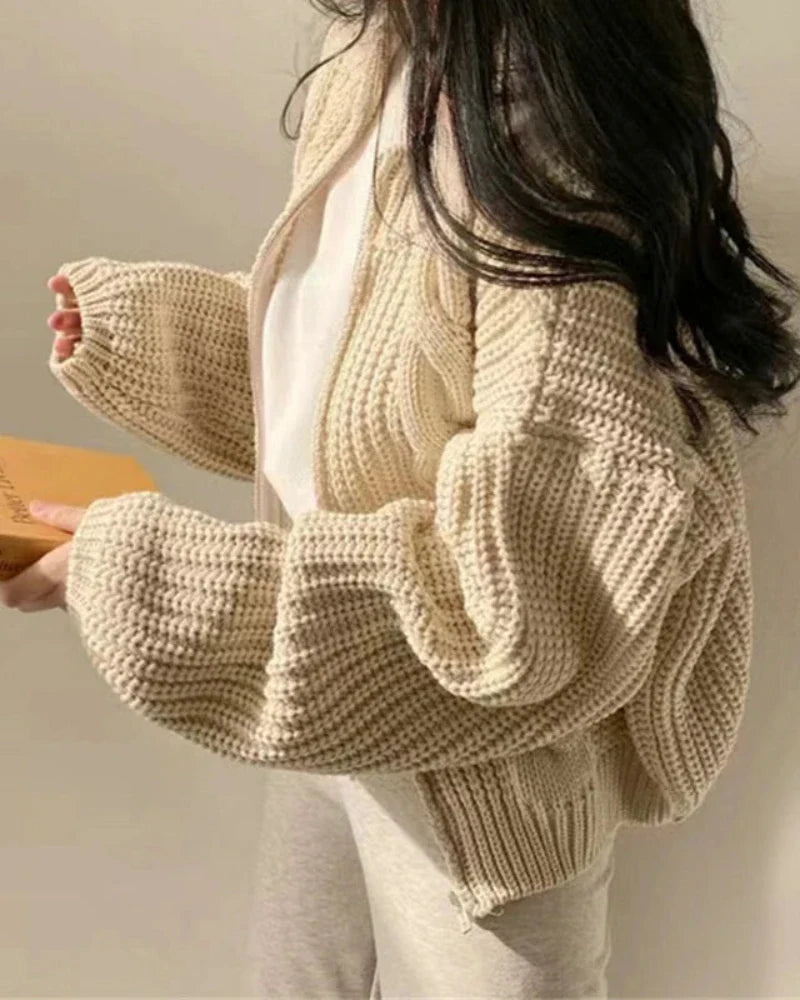 Oversized zip-up sweater top