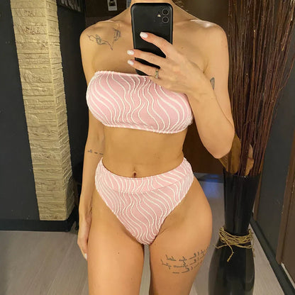 Two-piece swimsuit with a strapless top
