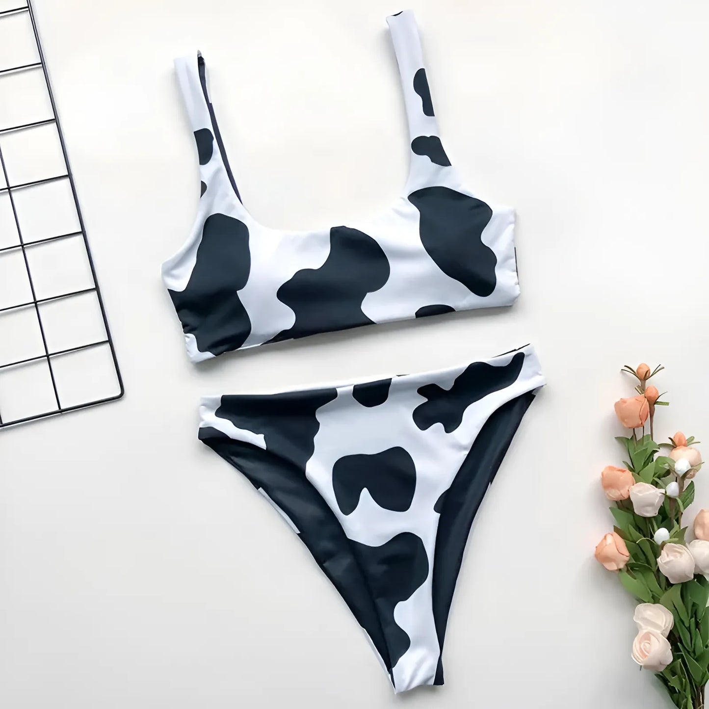 Two-Piece Cow Print Swimsuit