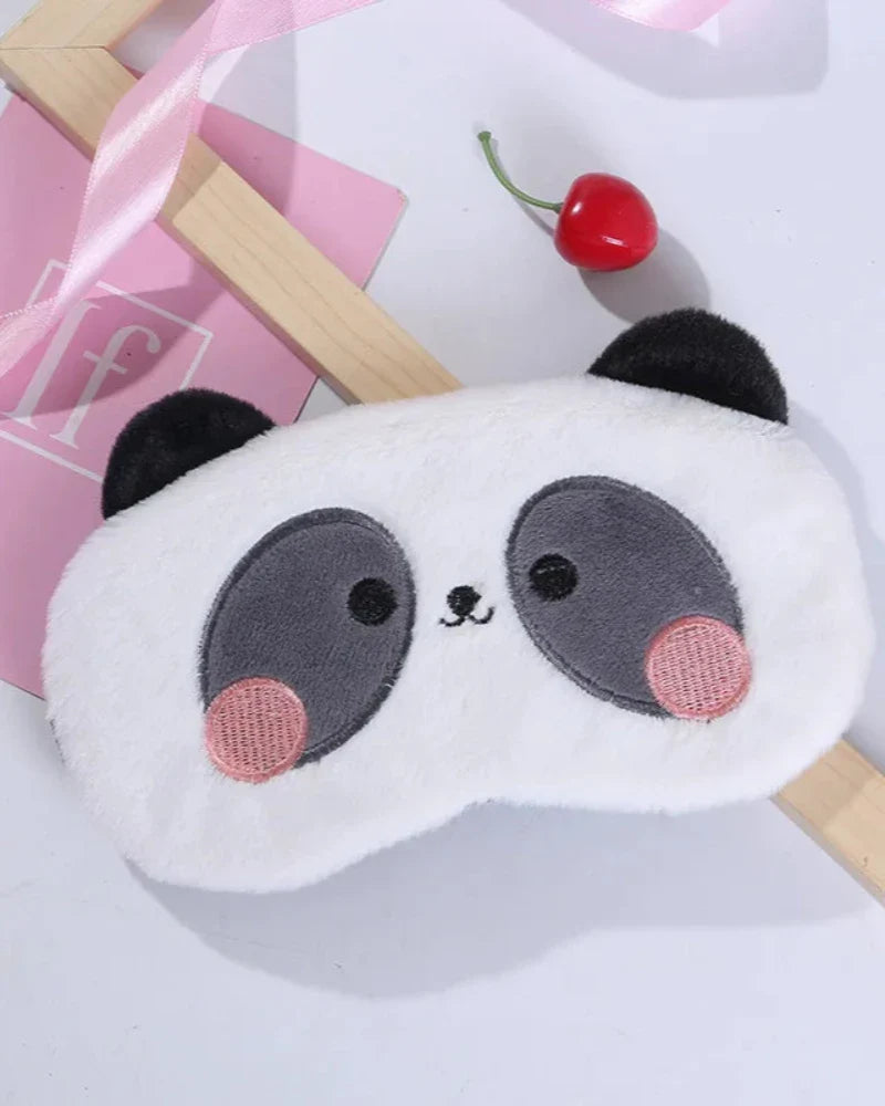 Fluffy animal-shaped sleep mask