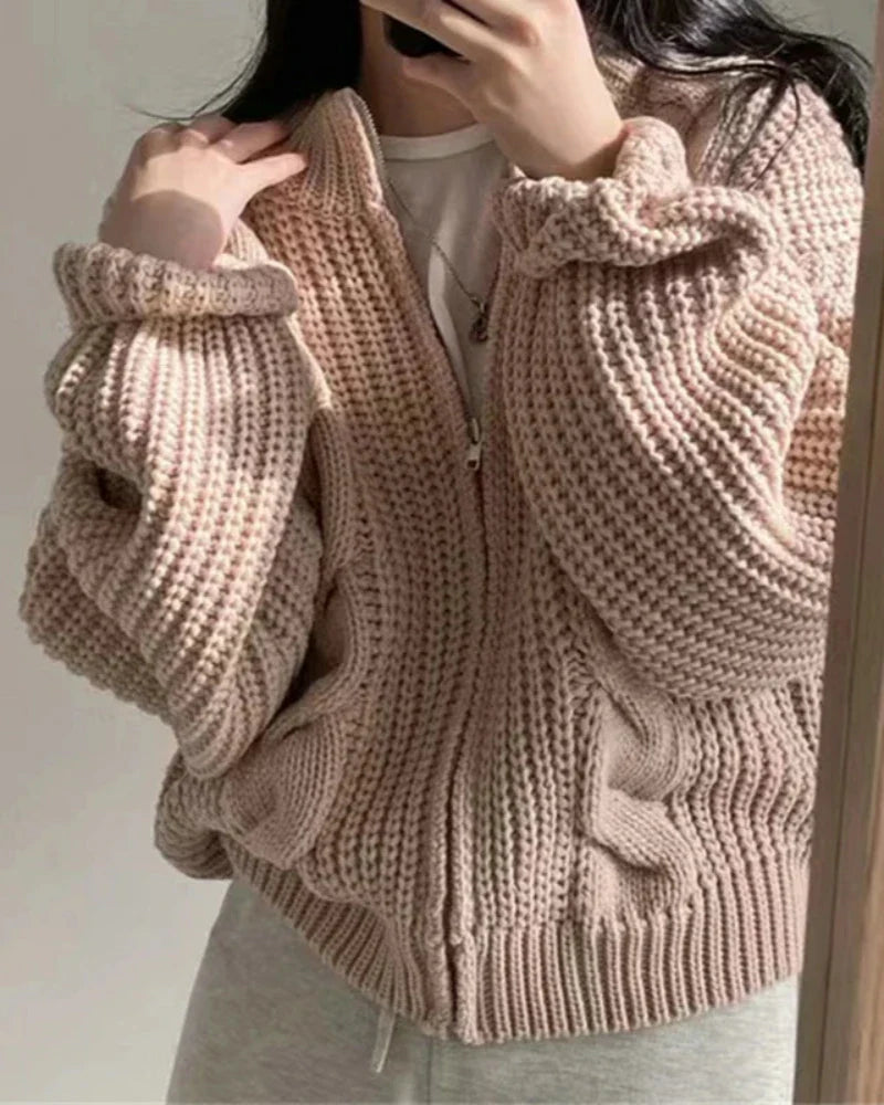 Oversized zip-up sweater top