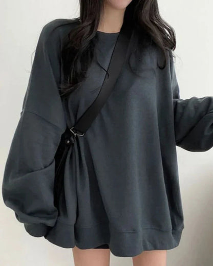 Loose Plain Oversized Sweatshirt