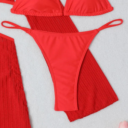 Bikini with an open back and a beach dress