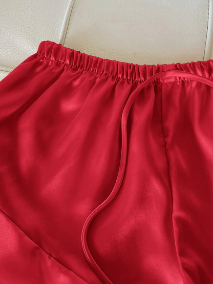 Pyjama set with satin top and shorts
