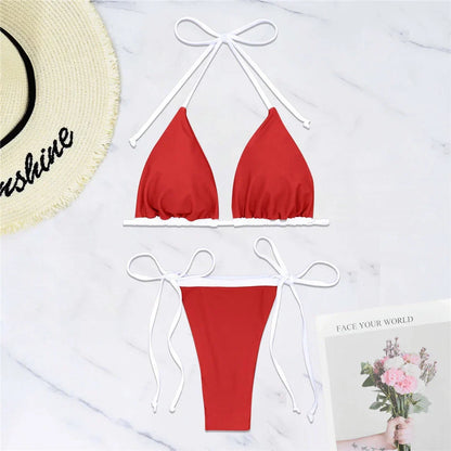 Two-piece swimsuit with adjustable ties