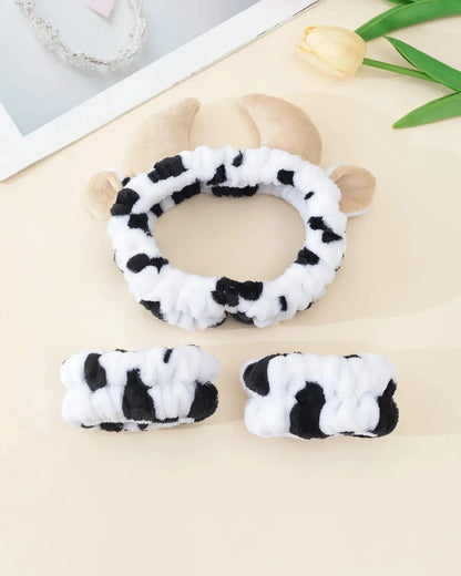 Fluffy cow print headband