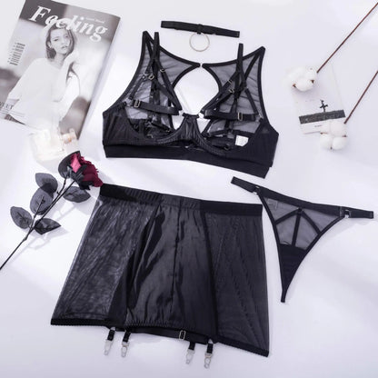 Lingerie set with a choker and a skirt