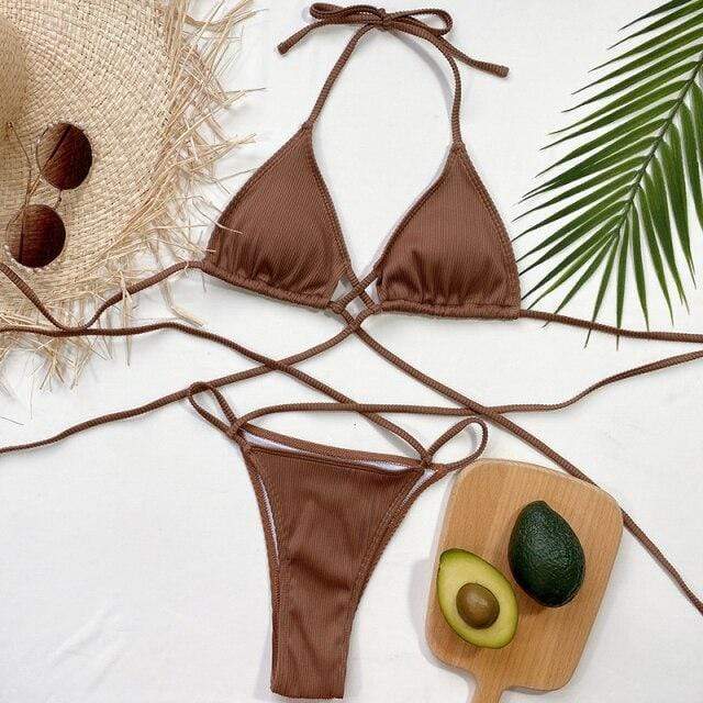Two-piece swimsuit with ties