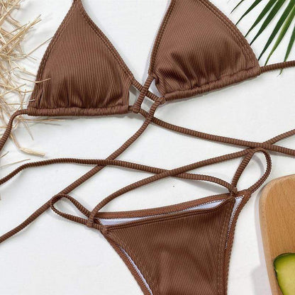 Two-piece swimsuit with ties