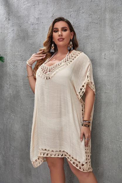 Plus size beach dress with a neck tie