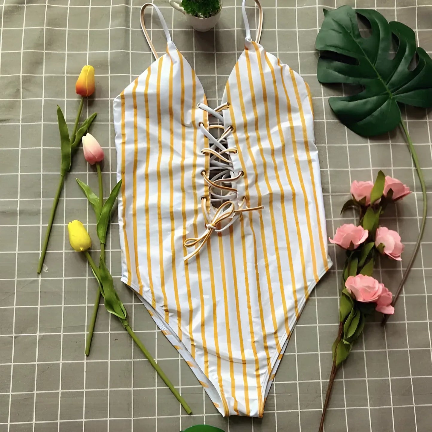 One-Piece Swimsuit with Ties