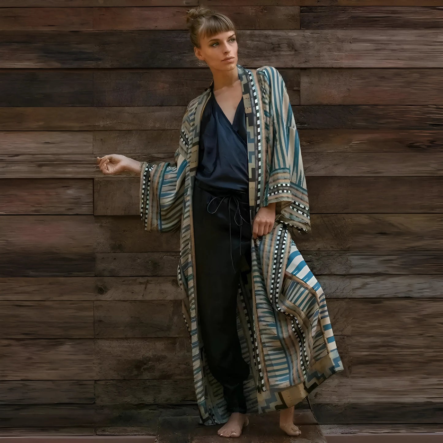  Aztec Pattern Beach Kimono