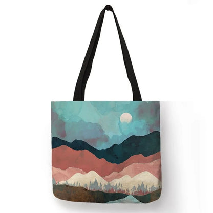 Beach bag with printed images - blue / m