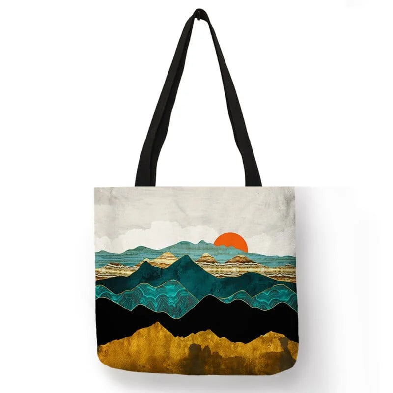 Beach bag with printed images - green / m